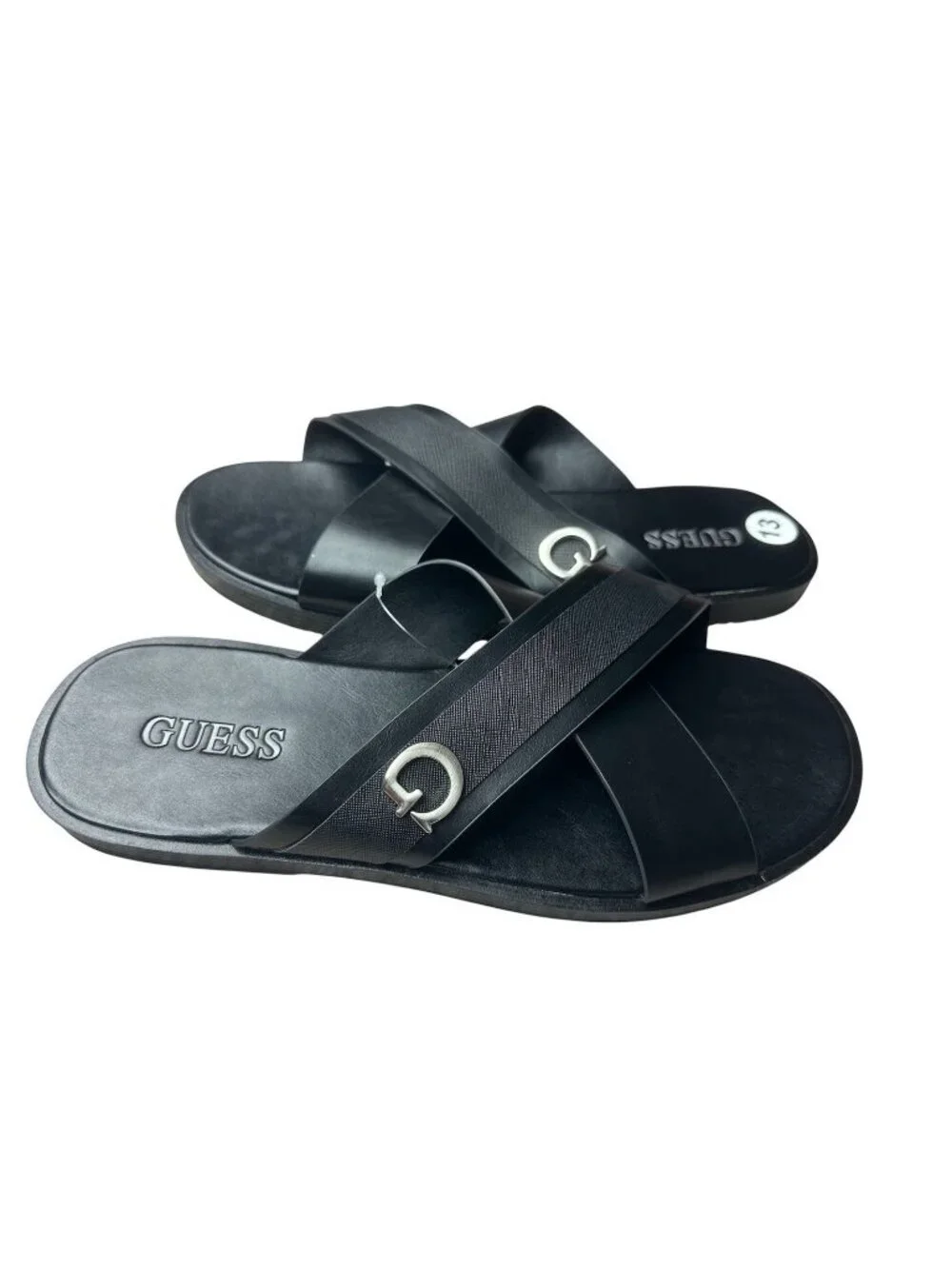Guess Mens Size 13 Sandals Slides Slip On Shoes Black New